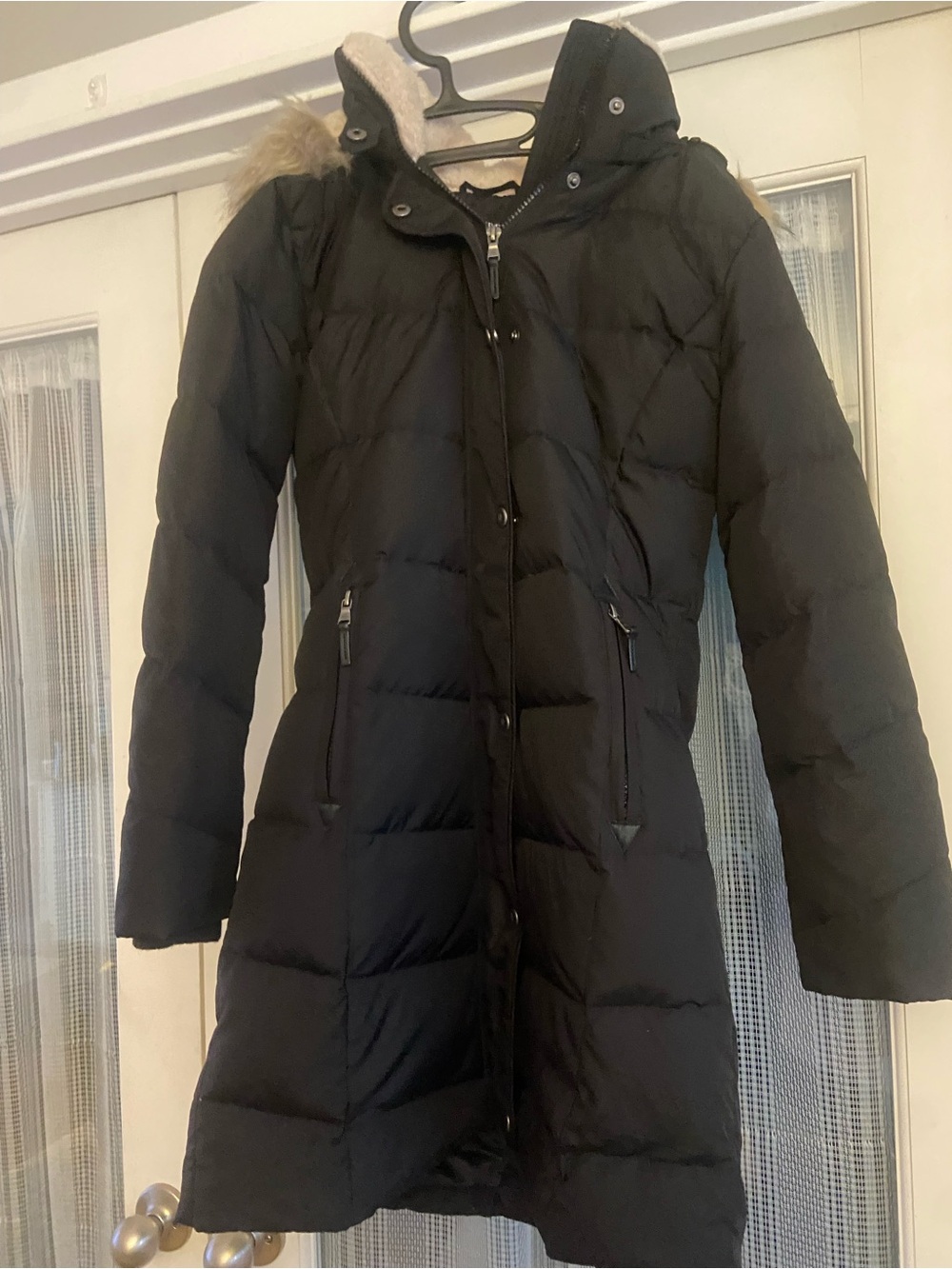 Lauren Ralph Lauren Black Long Quilted Puffer Coat with Hood